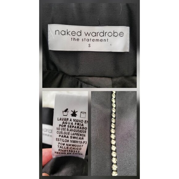 Naked Wardrobe Fabulous Dress Black High-Waisted Pants Rhinestone -S - Picture 10 of 10